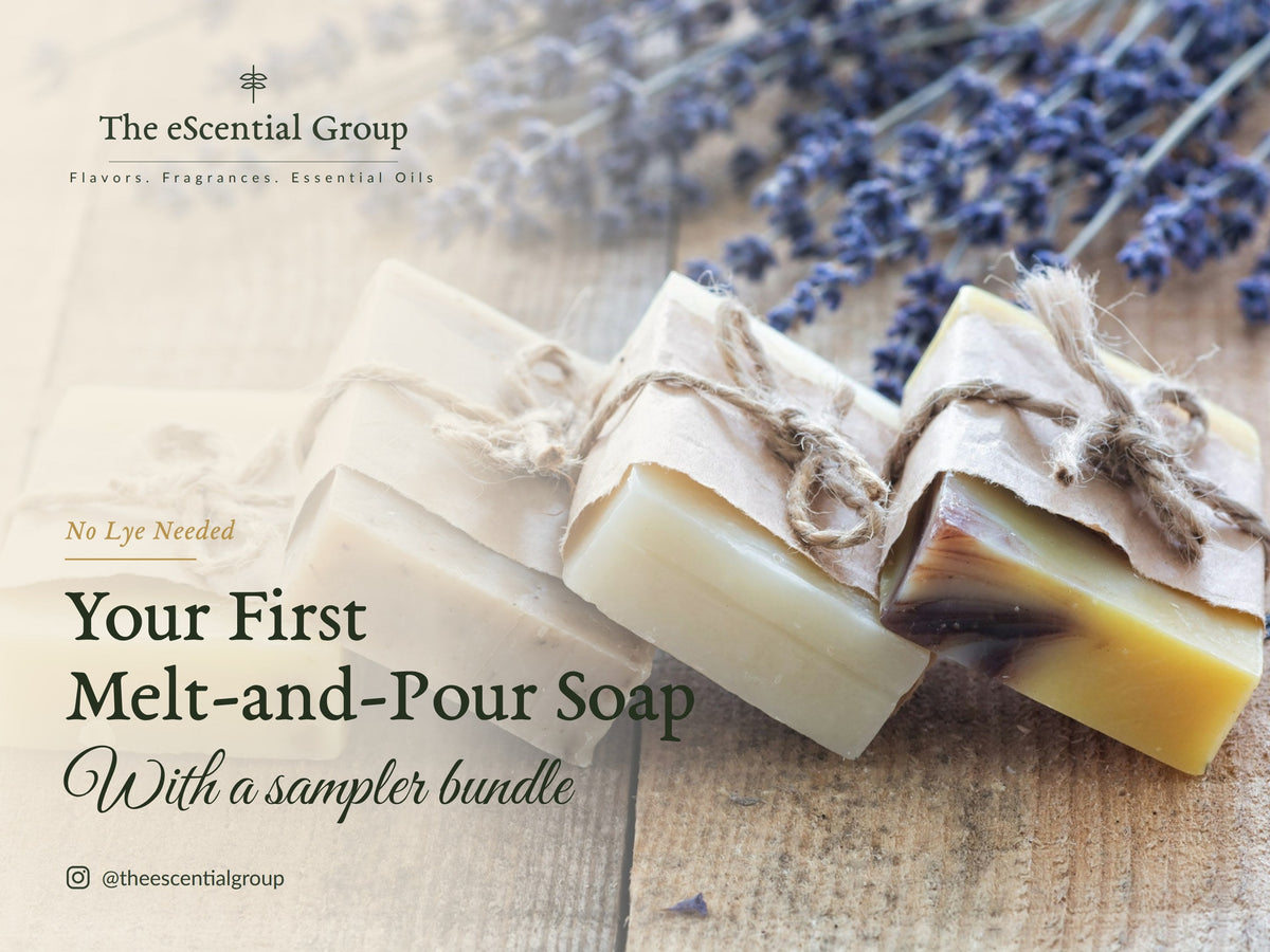 Handmade soap bars tied with twine beside dried lavender